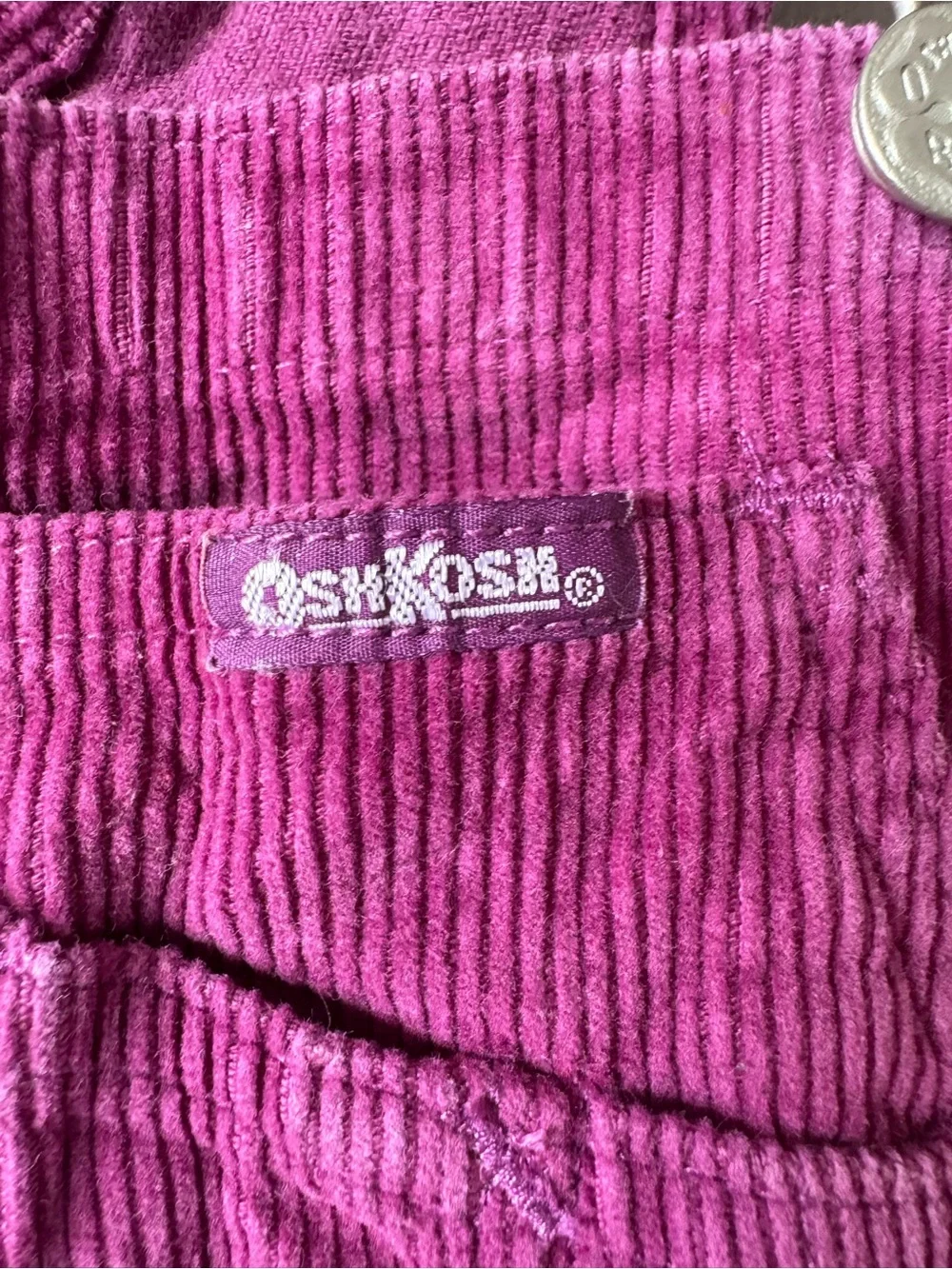 Vintage Y2K Osh Kosh B’Gosh Raspberry Corduroy Overalls‎ Size 6